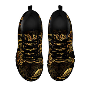 Gold Scorpio Print Black Running Shoes