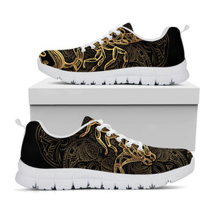 Gold Scorpio Print White Running Shoes
