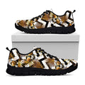Gold Tropical Skull Pattern Print Black Running Shoes