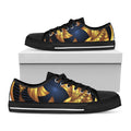 Golden Pisces Zodiac Sign Print Black Low Top Sneakers