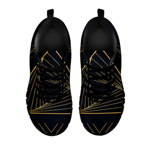 Golden Pyramid Print Black Running Shoes