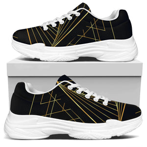 Golden Pyramid Print White Chunky Shoes
