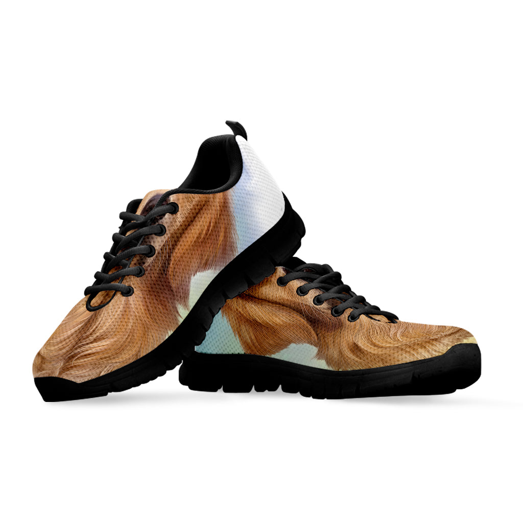 Golden Retriever Portrait Print Black Running Shoes