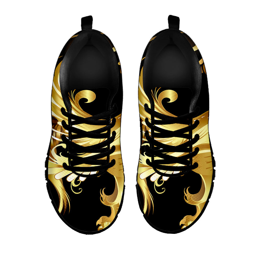 Golden Rooster Print Black Running Shoes