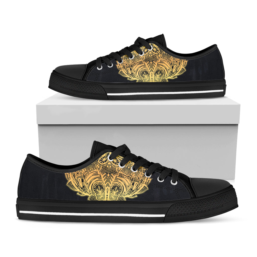 Golden Spiritual Stingray Print Black Low Top Sneakers