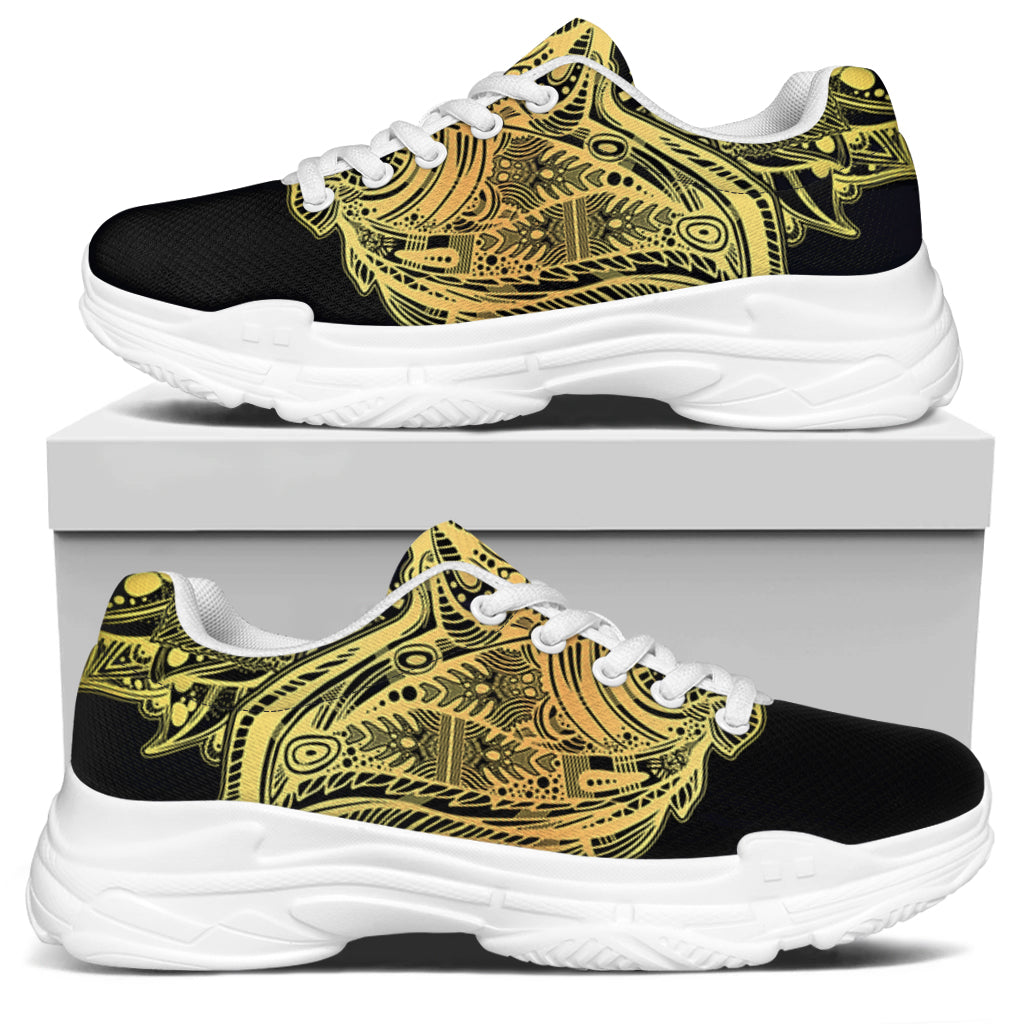 Golden Spiritual Stingray Print White Chunky Shoes
