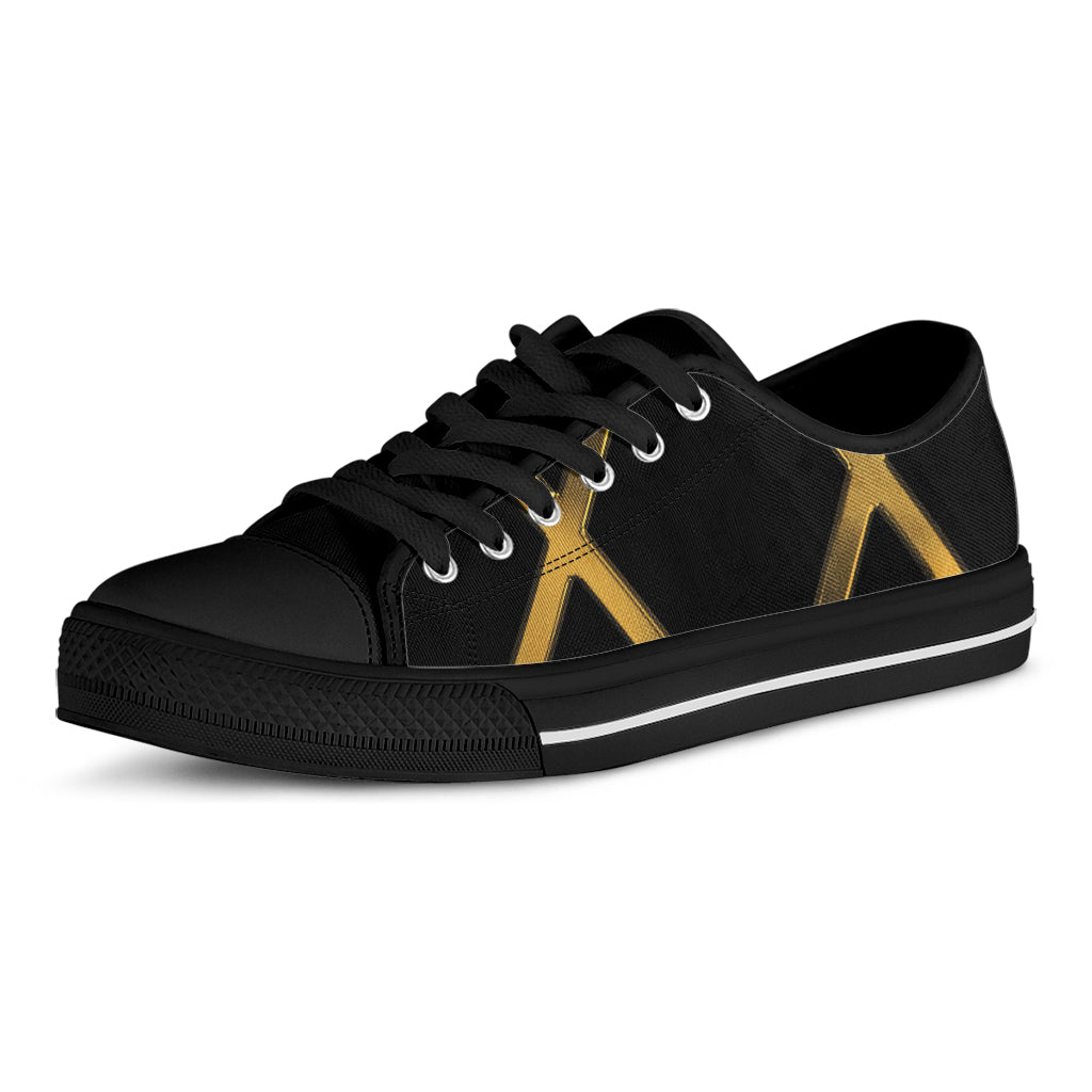 Golden Star of David Print Black Low Top Sneakers