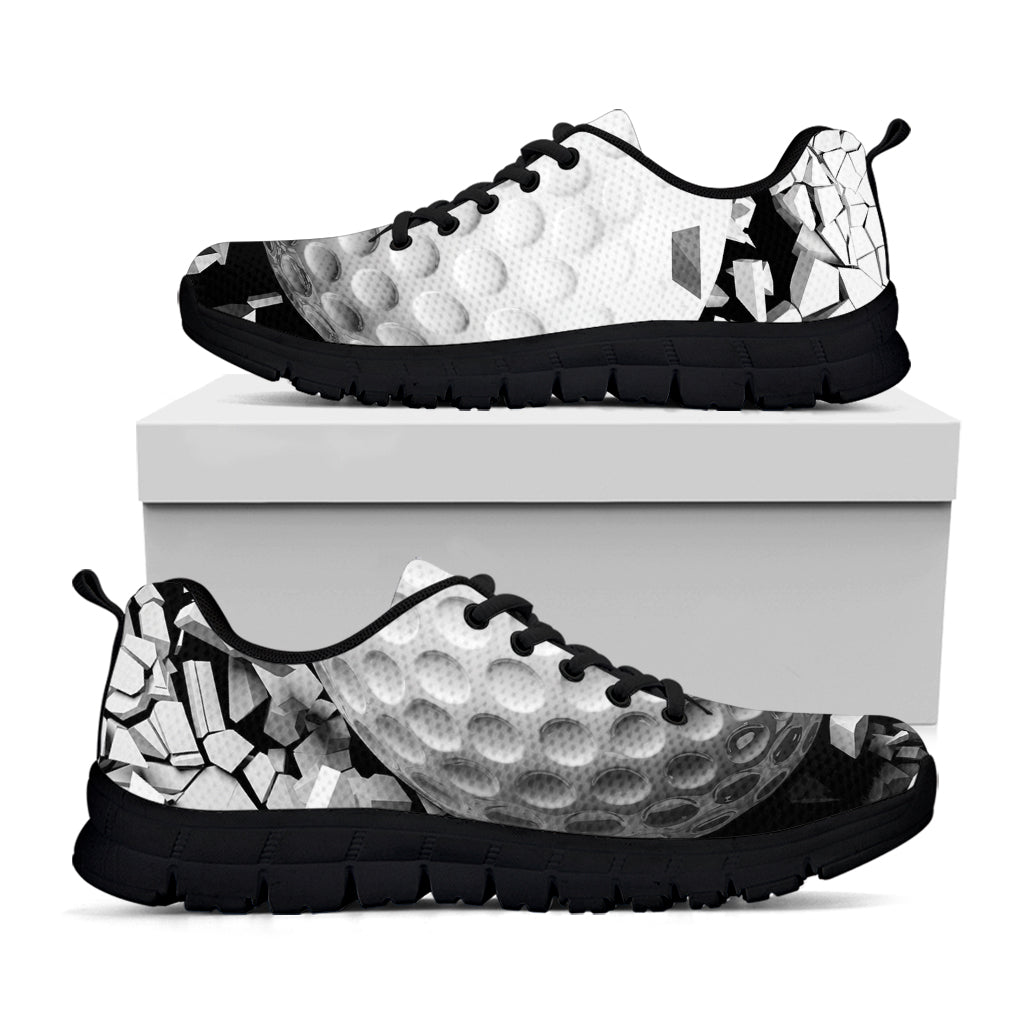 Golf Ball Breaking Wall Print Black Running Shoes