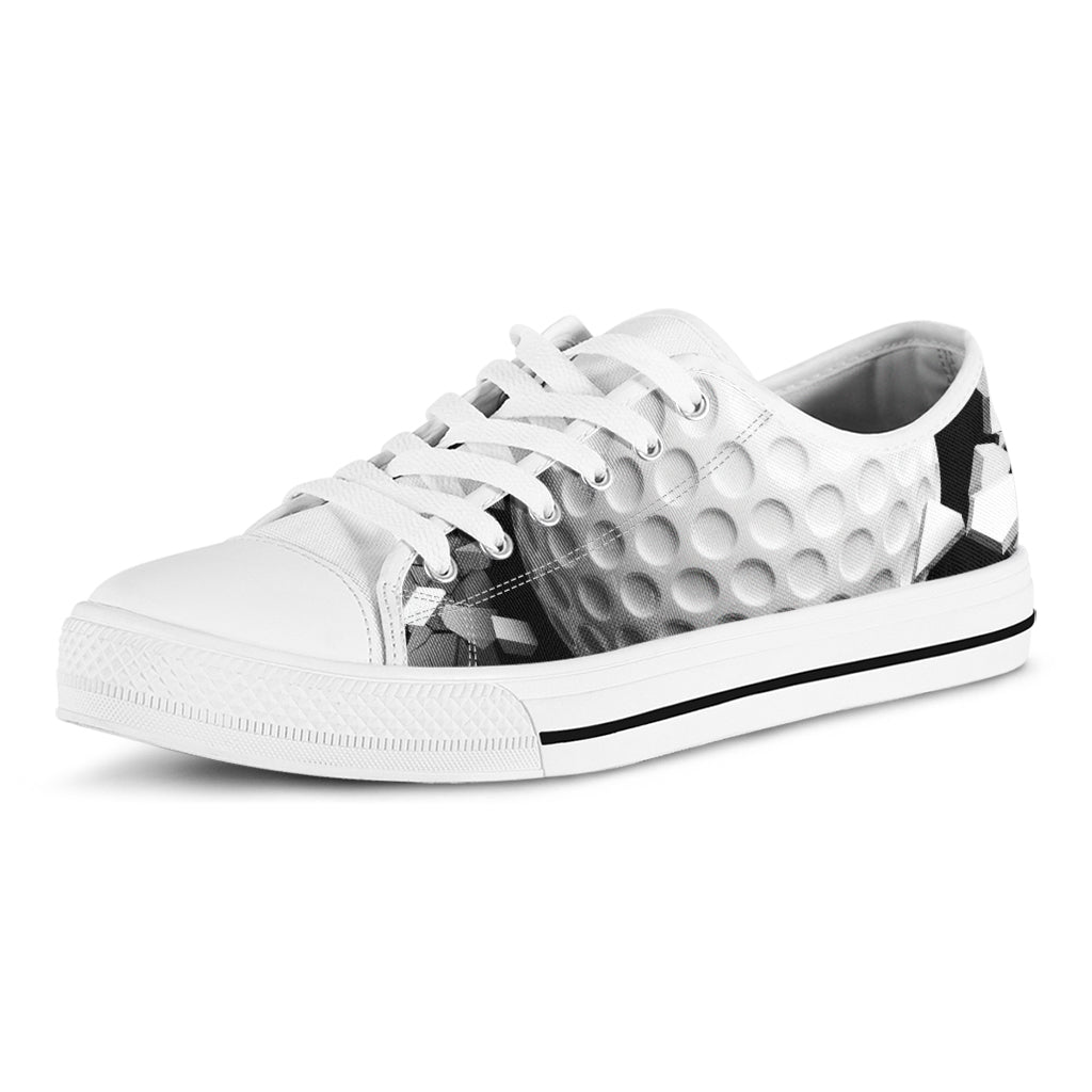 Golf Ball Breaking Wall Print White Low Top Sneakers