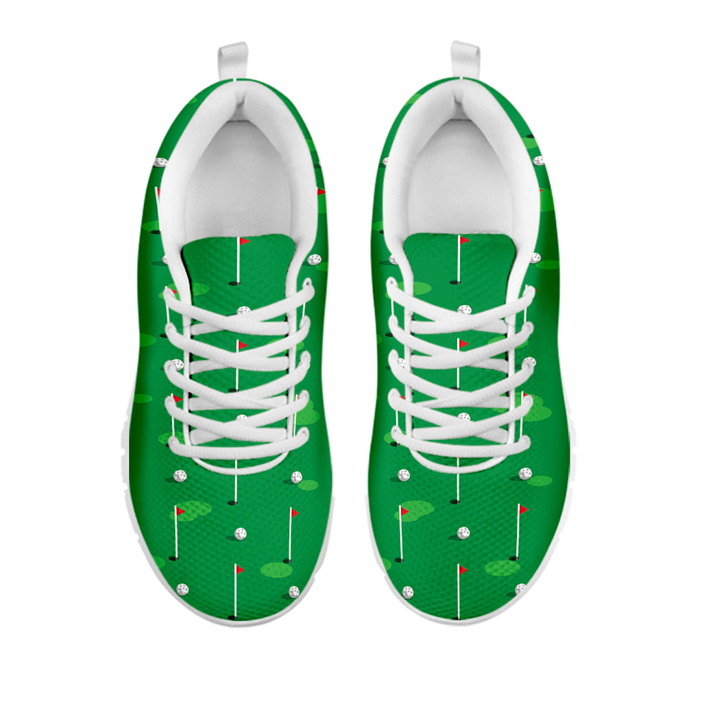 Golf Course Pattern Print White Running Shoes