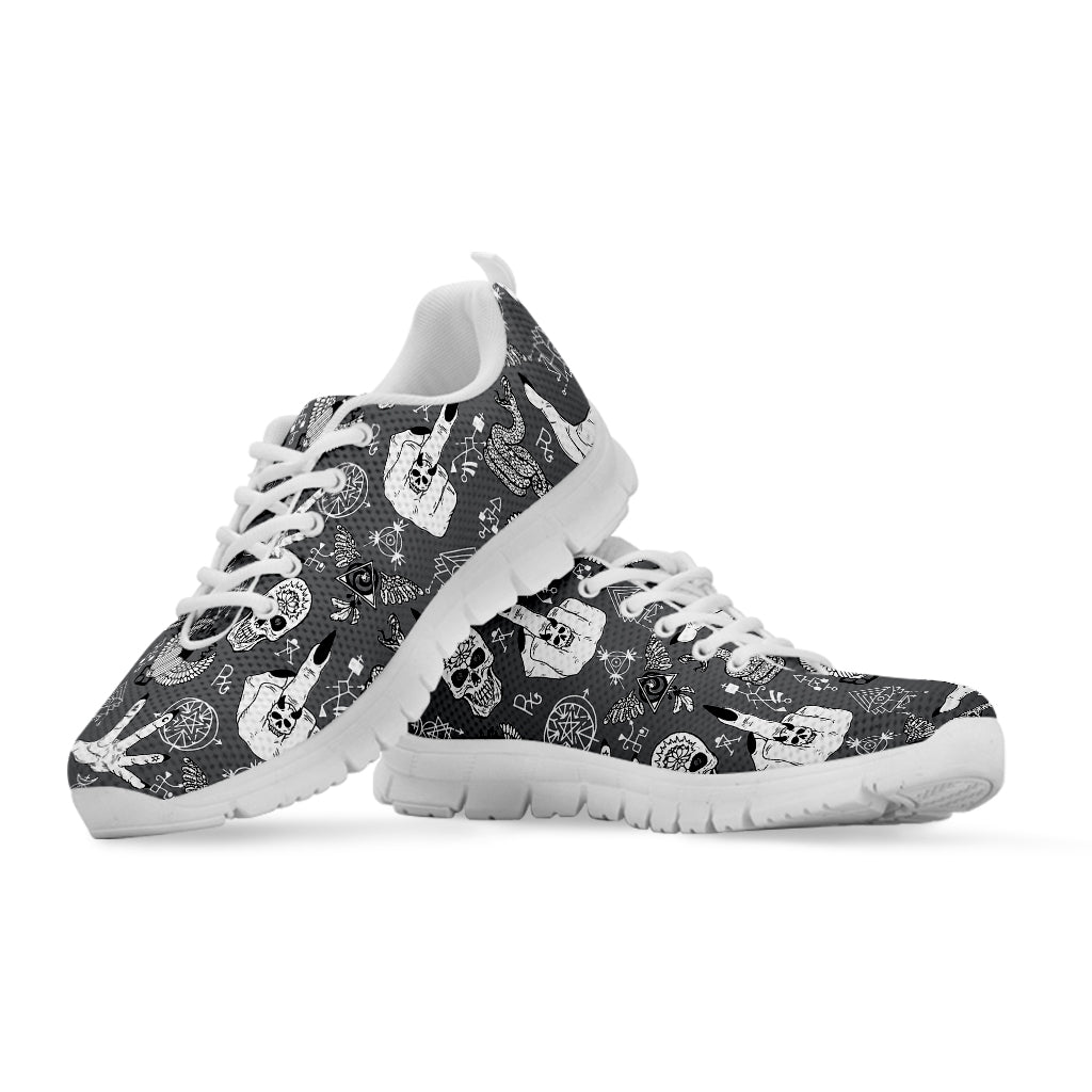 Gothic Wicca Curse Print White Running Shoes