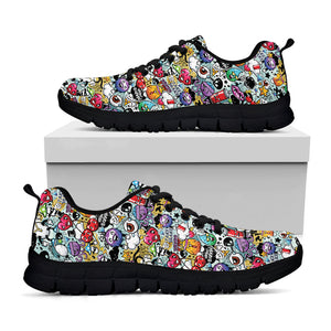 Graffiti Cartoon Characters Print Black Running Shoes