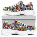 Graffiti Cartoon Characters Print White Chunky Shoes