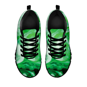 Green Acid Melt Print Black Running Shoes