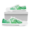 Green Acid Melt Print White Low Top Sneakers