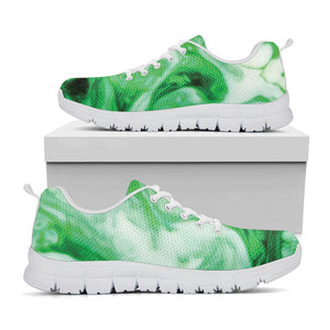 Green Acid Melt Print White Running Shoes