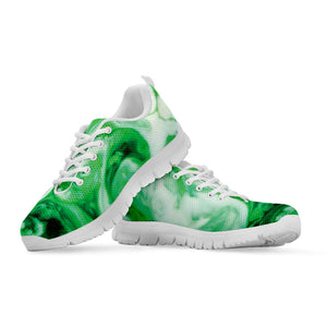 Green Acid Melt Print White Running Shoes