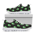 Green Alien Face Print White Running Shoes
