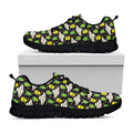 Green Alien UFO Space Print Black Running Shoes