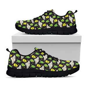 Green Alien UFO Space Print Black Running Shoes
