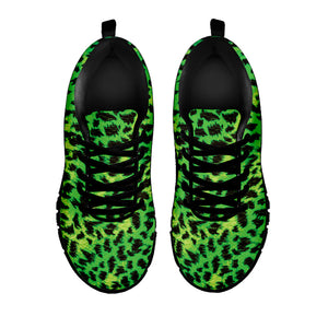 Green And Black Cheetah Print Black Running Shoes