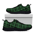 Green And Black Tartan Pattern Print Black Running Shoes
