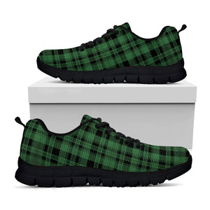 Green And Black Tartan Pattern Print Black Running Shoes
