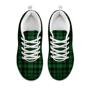 Green And Black Tartan Pattern Print White Running Shoes