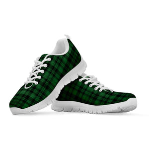 Green And Black Tartan Pattern Print White Running Shoes