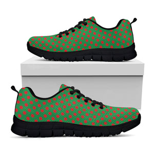 Green And Red Polka Dot Pattern Print Black Running Shoes