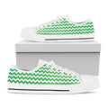 Green And White Chevron Pattern Print White Low Top Sneakers