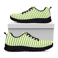 Green And White Striped Pattern Print Black Running Shoes