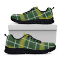 Green And Yellow Stewart Tartan Print Black Running Shoes
