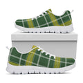 Green And Yellow Stewart Tartan Print White Running Shoes