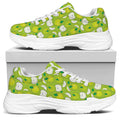 Green Apple Fruit Pattern Print White Chunky Shoes