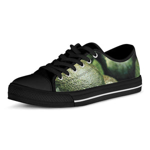 Green Avocado Print Black Low Top Sneakers