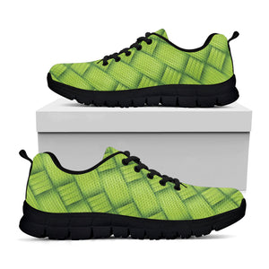 Green Bamboo Print Black Running Shoes