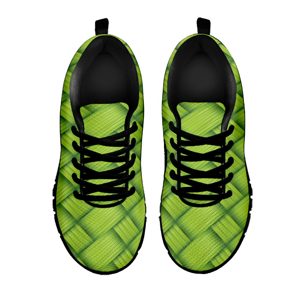 Green Bamboo Print Black Running Shoes