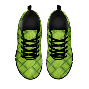 Green Bamboo Print Black Running Shoes