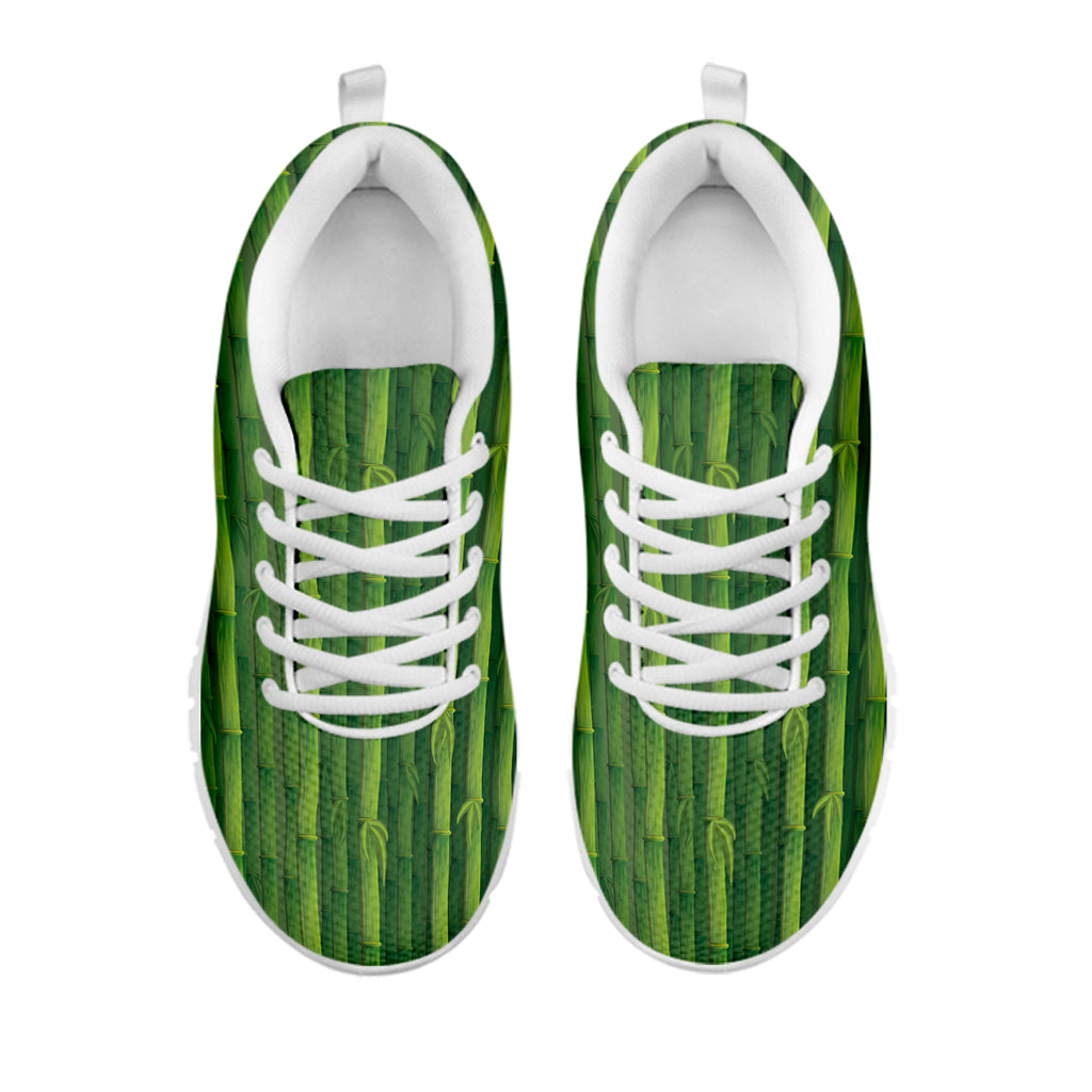 Green Bamboo Tree Pattern Print White Running Shoes