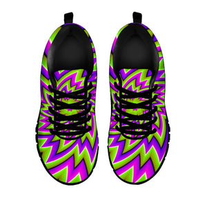 Green Big Bang Moving Optical Illusion Black Running Shoes