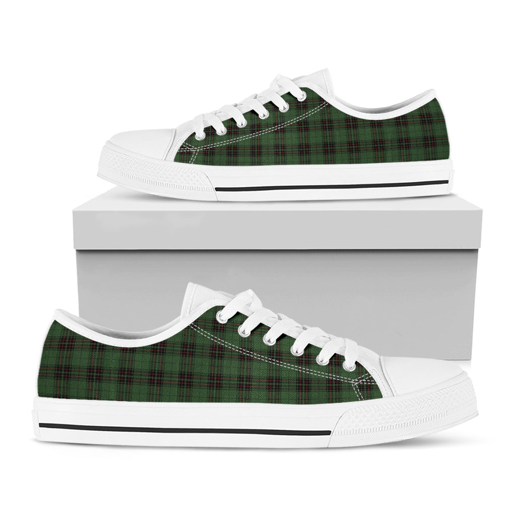 Green Black And Red Tartan Pattern Print White Low Top Sneakers