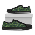 Green Chili Peppers Pattern Print Black Low Top Sneakers