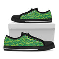 Green Digital Camo Pattern Print Black Low Top Sneakers
