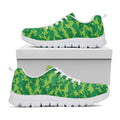 Green Digital Camo Pattern Print White Running Shoes