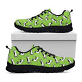 Green Doodle Bull Terrier Pattern Print Black Running Shoes