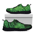 Green Fern Leaf Print Black Running Shoes