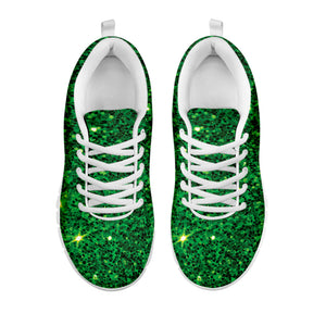 Green (NOT Real) Glitter Print White Running Shoes