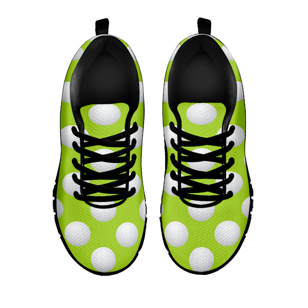 Green Golf Ball Pattern Print Black Running Shoes