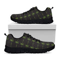 Green Heartbeat Pattern Print Black Running Shoes